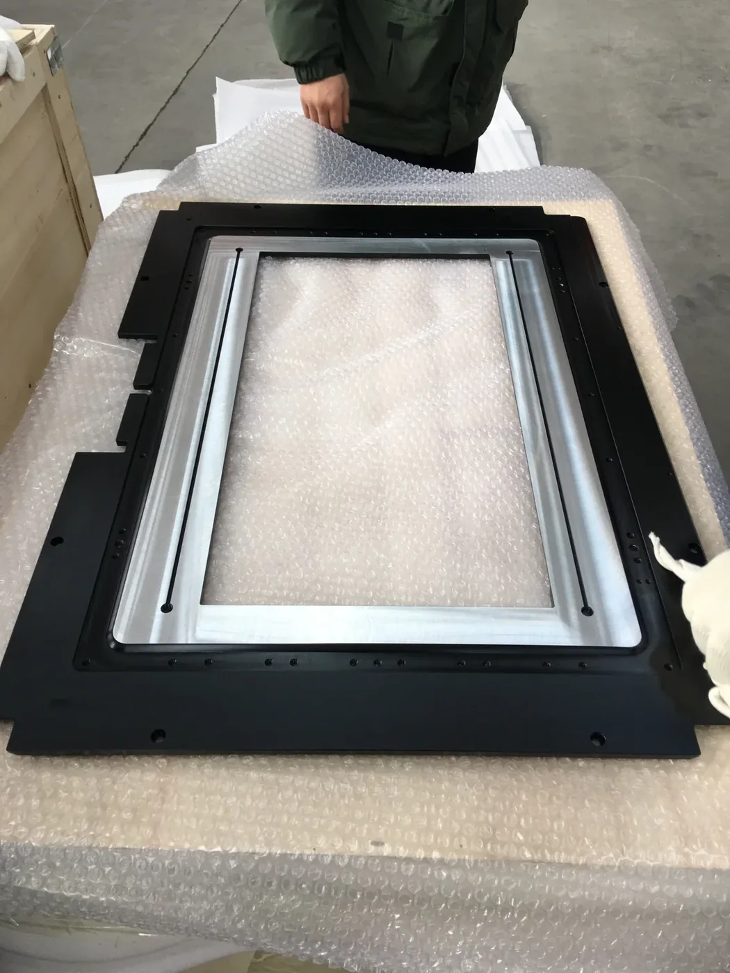 Large CNC-machined aluminum support plate for the 3D printer