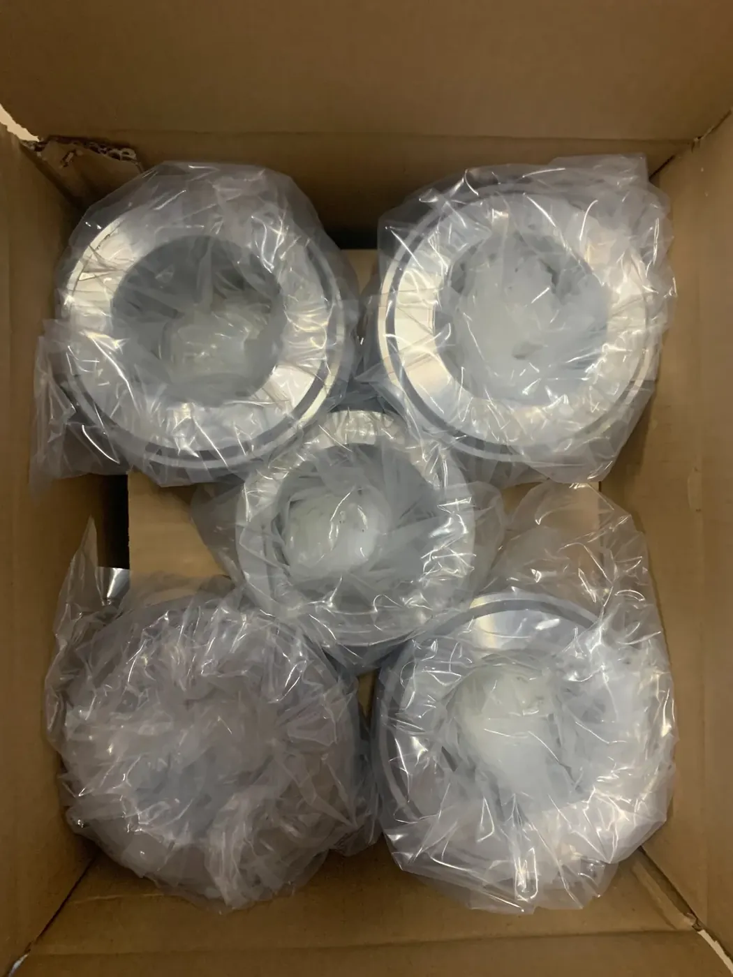 Individually protected bushings packed for shipment