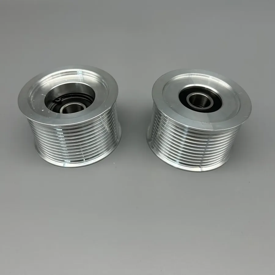 Machined aluminum pulley components